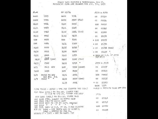 Amtrak Coachs Order for Aug 5, 1978 – image 2